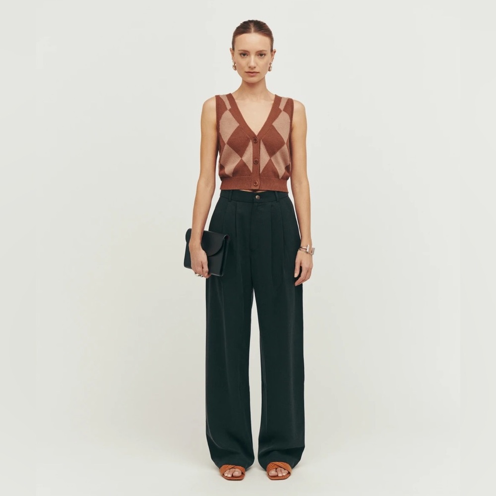 Reformation Mason Pant NEW WITH TAGS in Black/Charcoal, Size 8